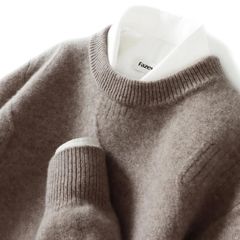 Sweaters Man Clothes Mens Pure Wool Knitted Sweater Men Loose Thick Solid Pullover Casual Business Undercoat Chompa